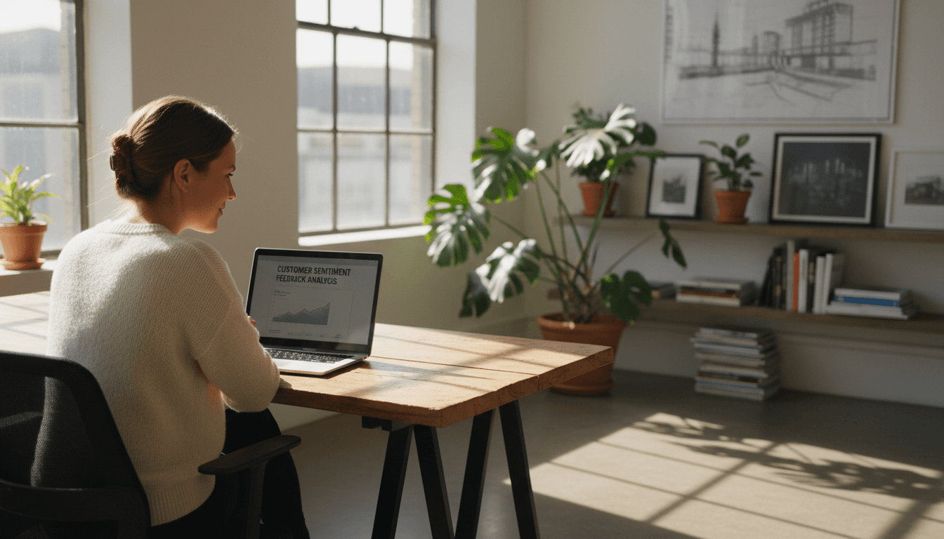 Founder Charlotte Tate reviewing customer feedback at her London office